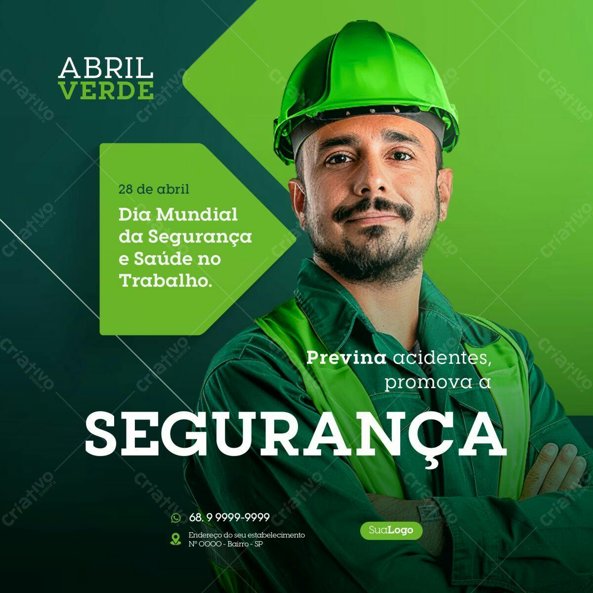 Post para Dia Mundial da Segurança e Saúde no Trabalho PSD Editável