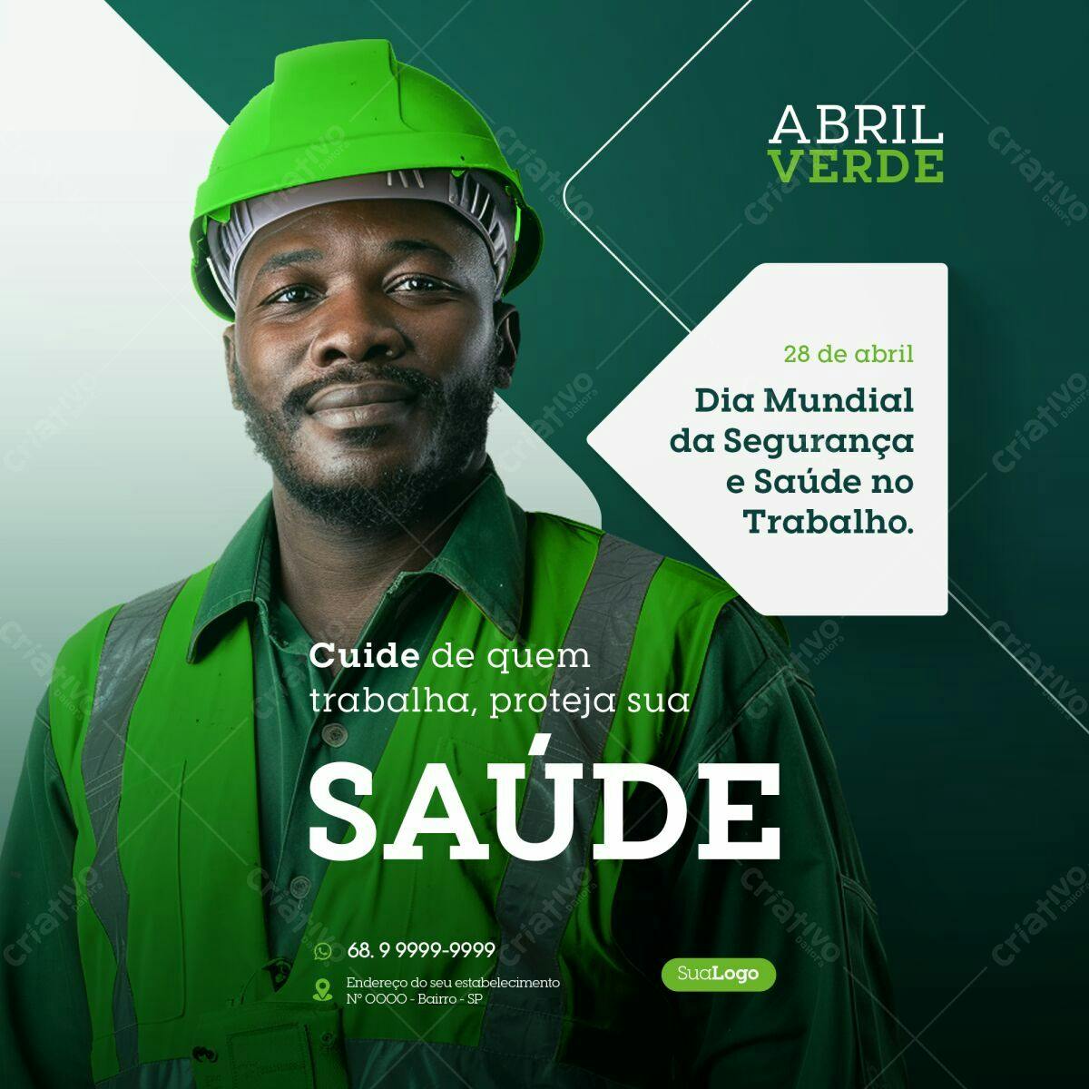 Postagem Dia Mundial da Segurança e Saúde no Trabalho PSD Editável
