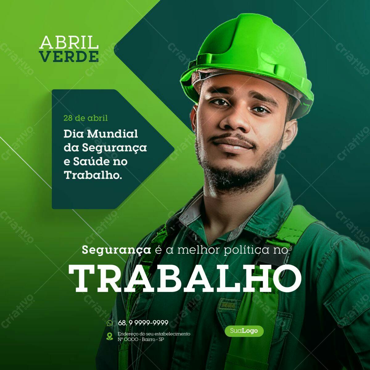 Post para Dia Mundial da Segurança e Saúde no Trabalho PSD Editável