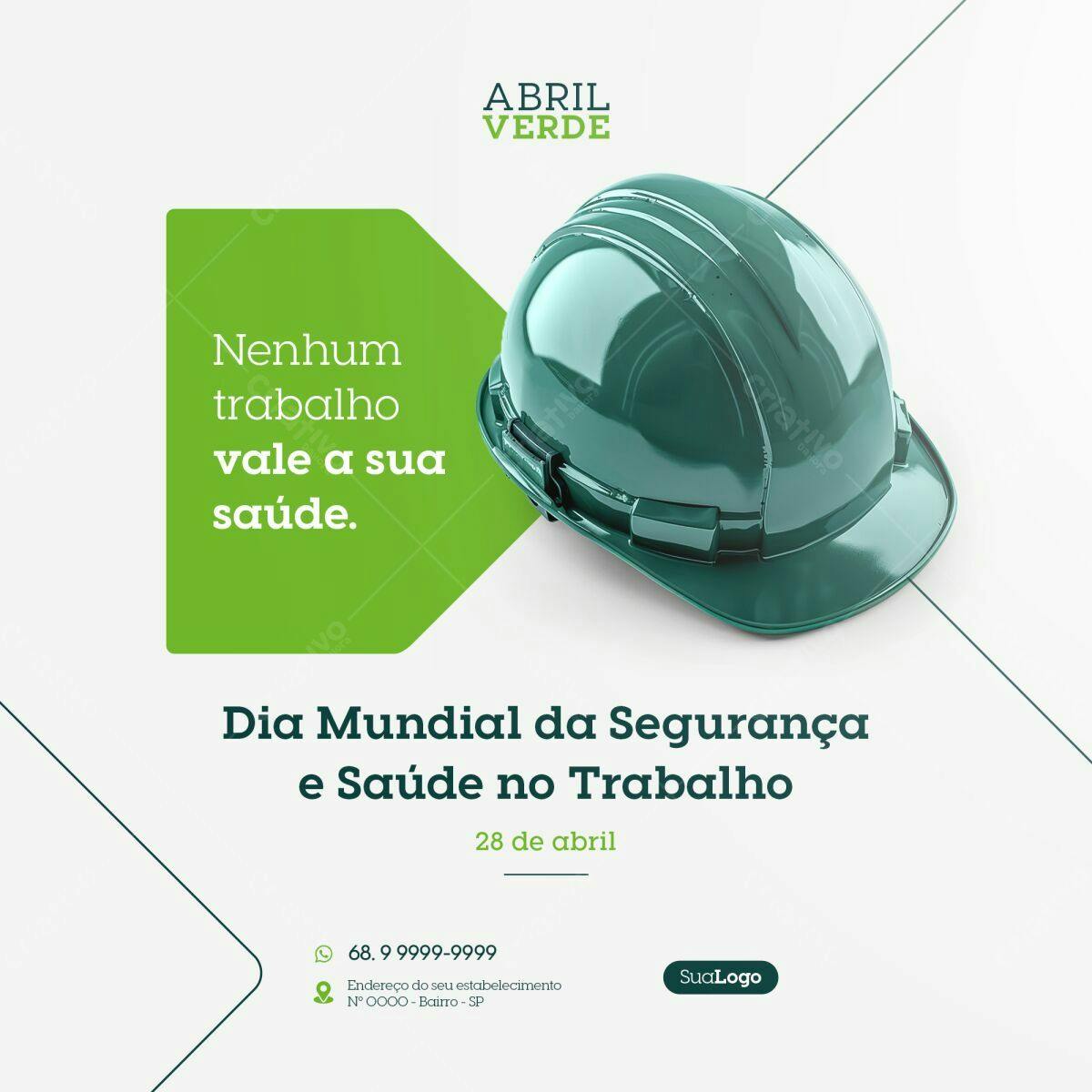 Post para Dia Mundial da Segurança e Saúde no Trabalho PSD Editável