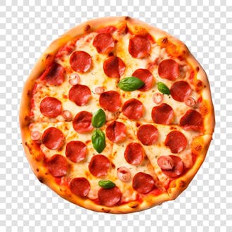 Pizza de pepperoni vista de cima fundo transparente, png