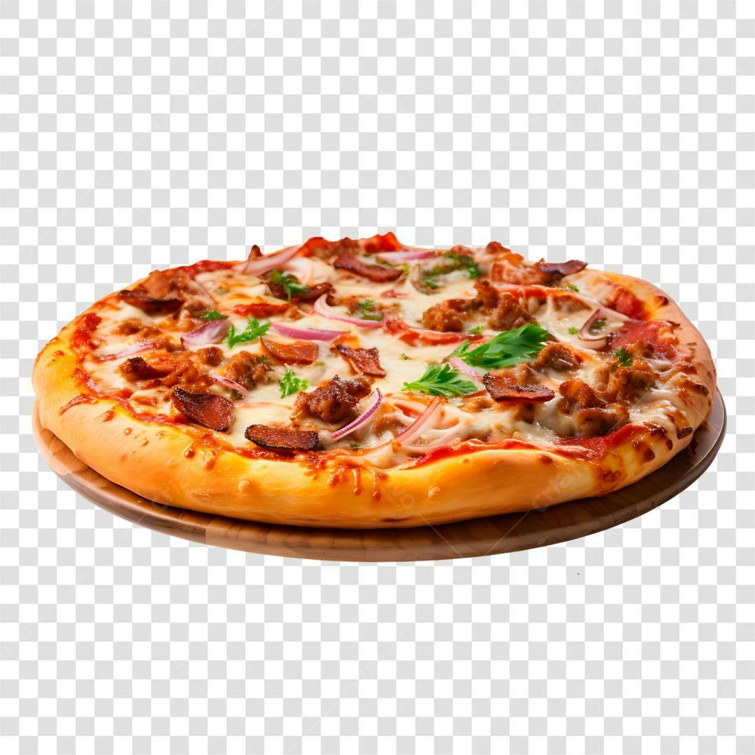 Imagem Pizza Bacon Cebola PNG com fundo transparente