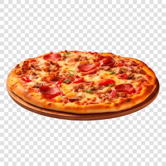 Pizza de carne com queijo e pepperoni em fundo transparente, png