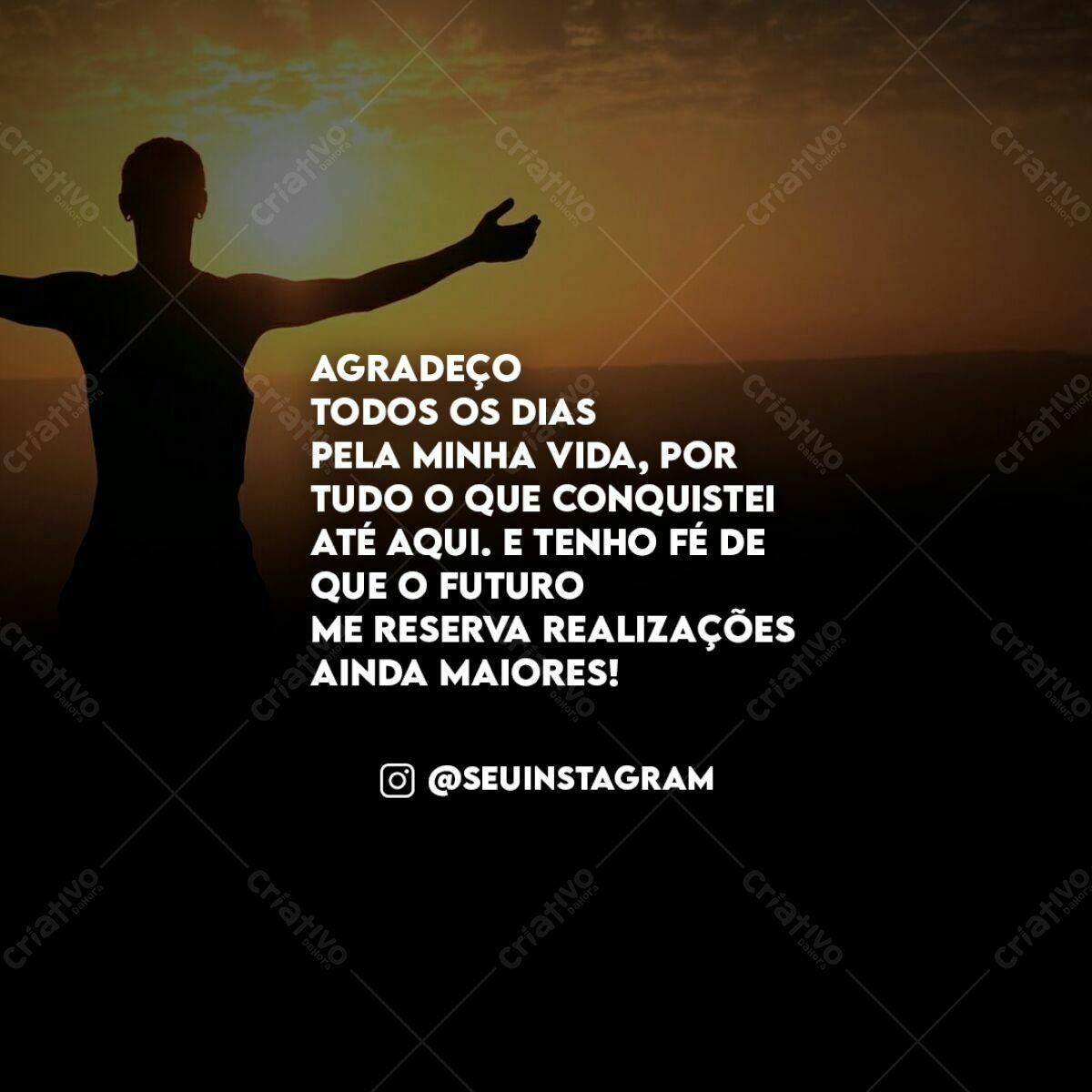 Post para Instagram com Mensagem de Gratidão PSD Editável