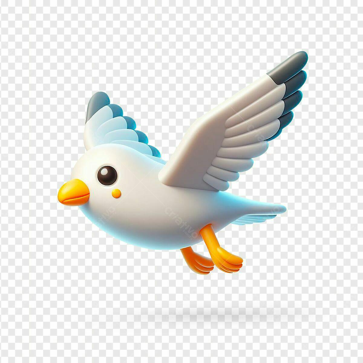 Psd Ilustração de Passarinho 3D Cartoon PSD Editável