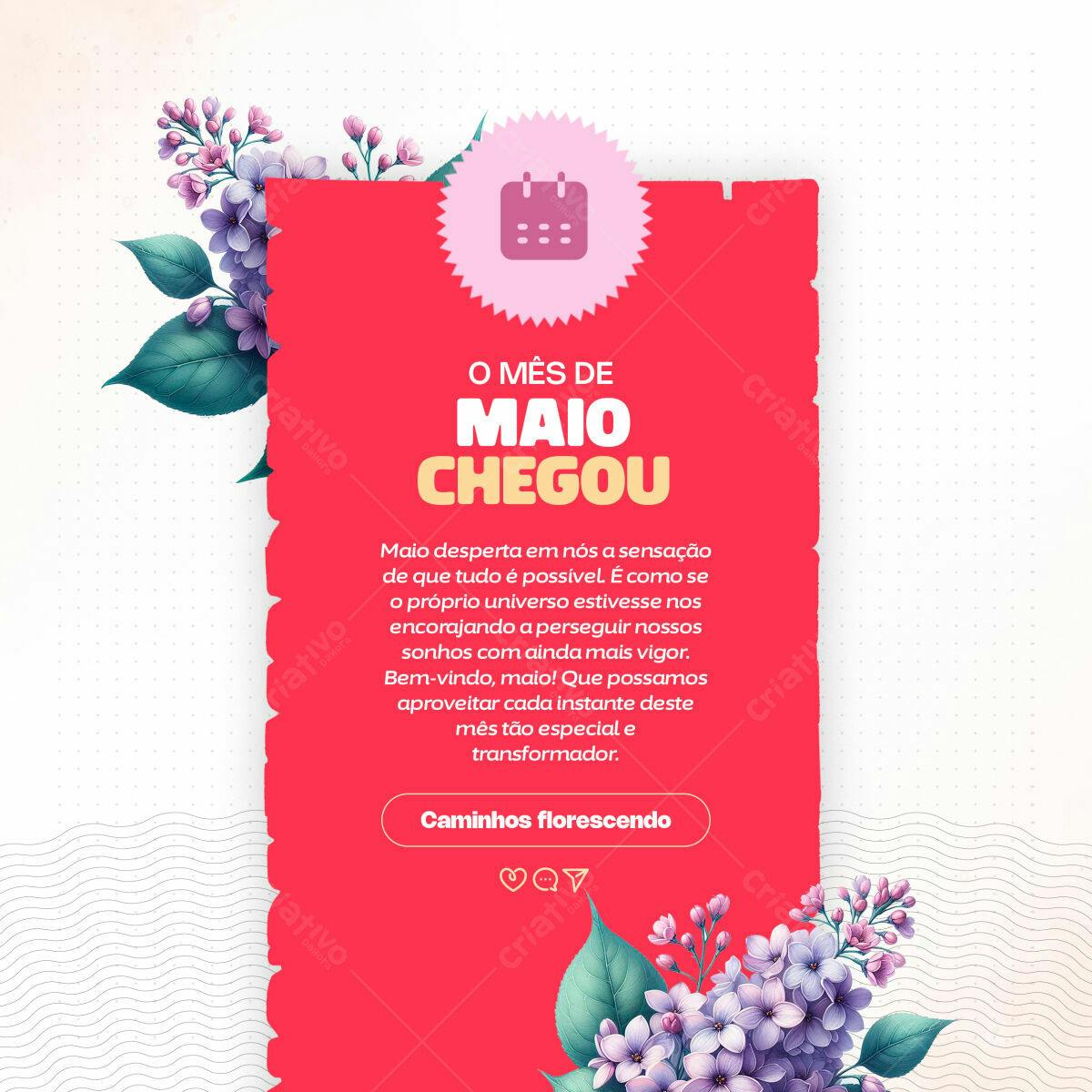 Post para Boas Vindas Maio PSD Editável