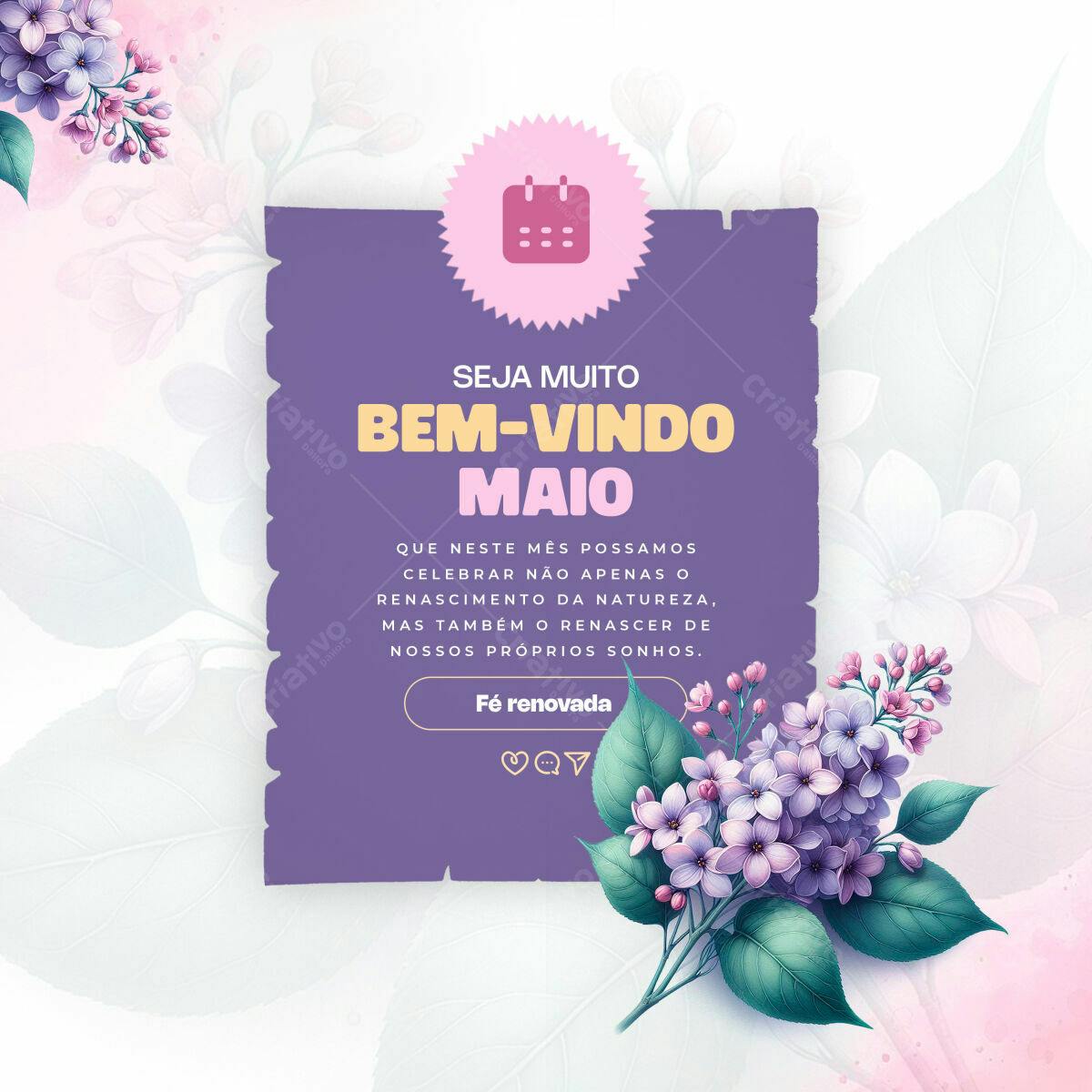 Post para Boas Vindas Maio PSD Editável