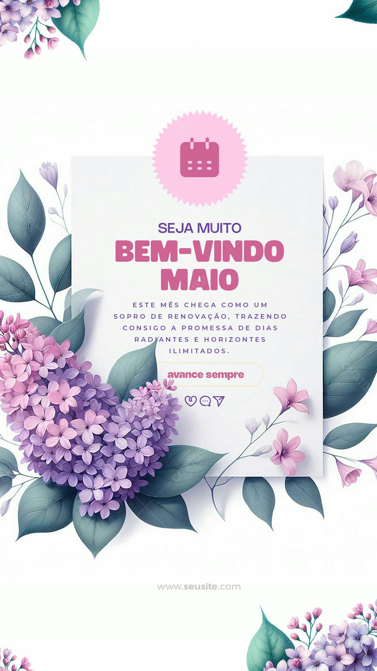 Postagem Boas Vindas Maio PSD Editável