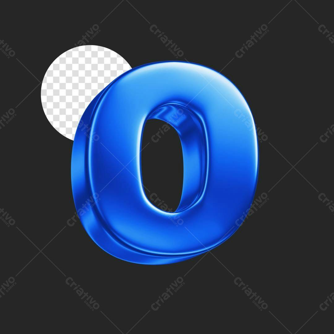 Selo 3D Número Zero Azul Metálico