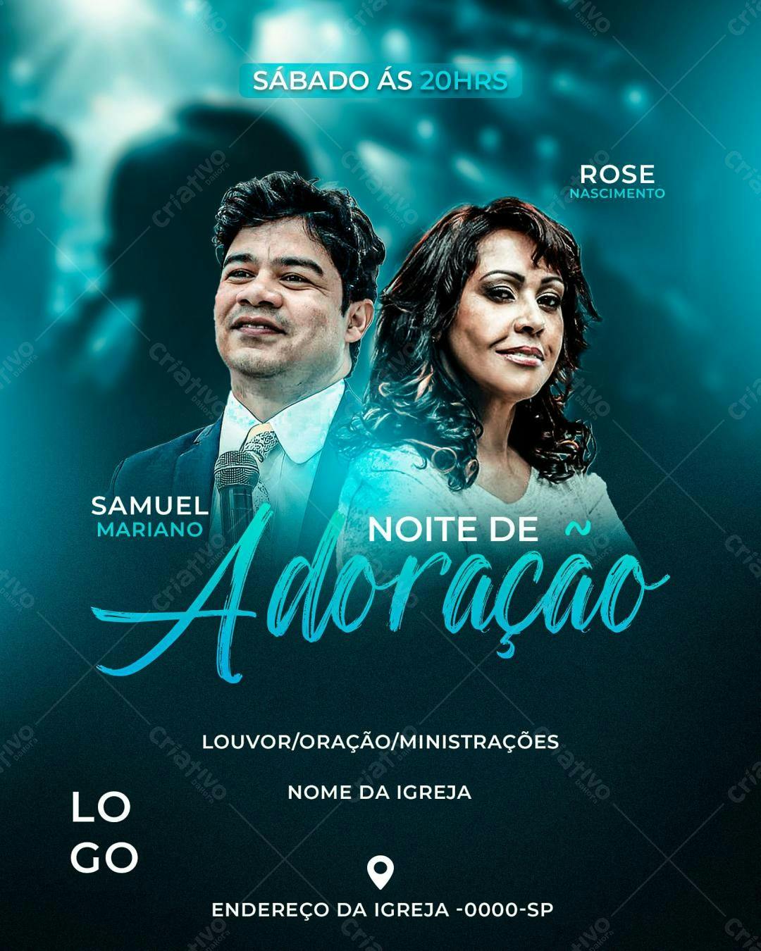 Flyer para Noite de Adoração PSD Editável