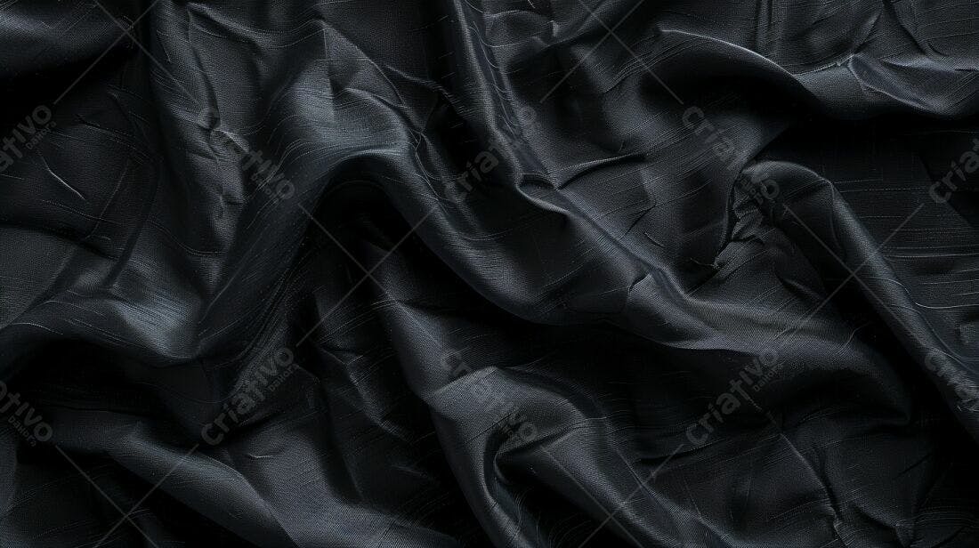 Tecido preto texturizado drapeado