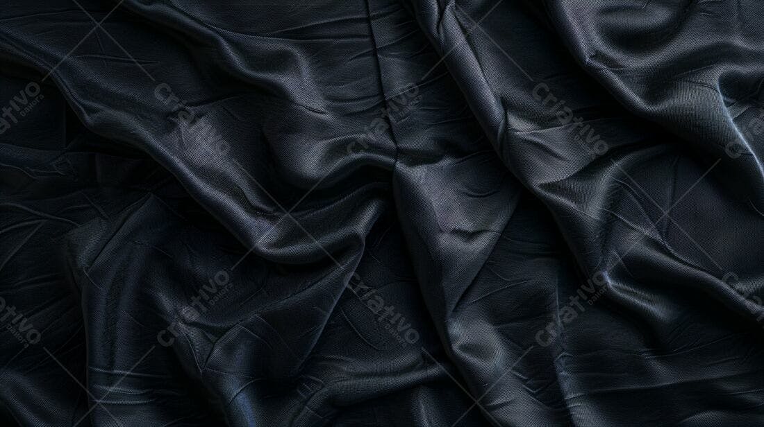 Tecido Preto Texturizado em Dobras
