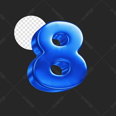 Numero 3D Azul Em Fundo Escuro