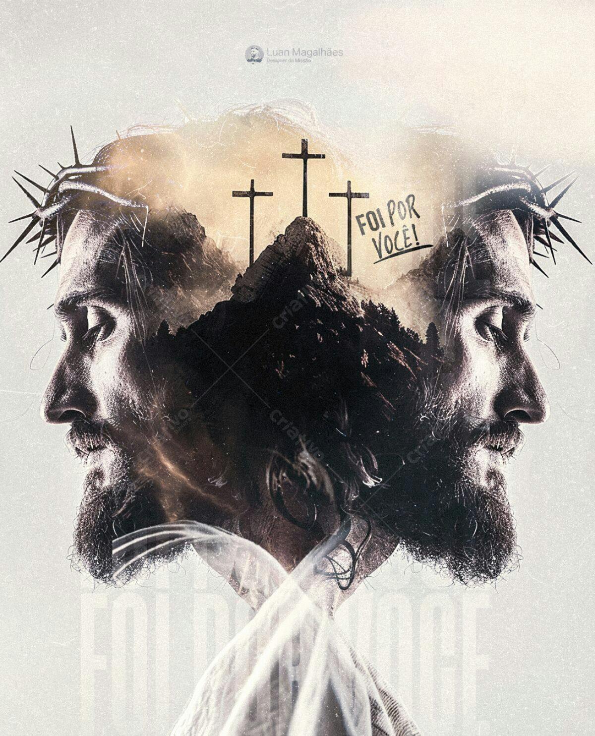 Arte Religiosa para Páscoa PSD Editável