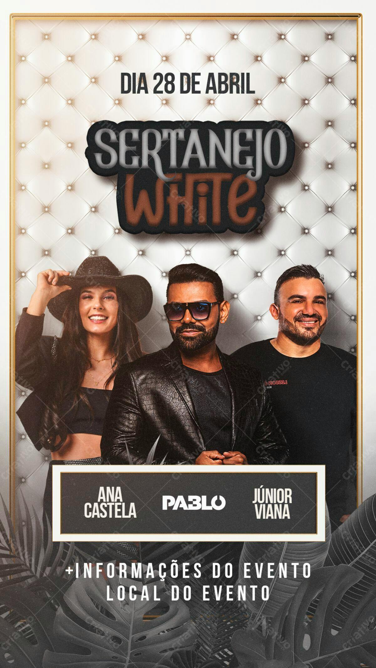 Flyer Sertanejo White - Dia 28 de Abril PSD Editável