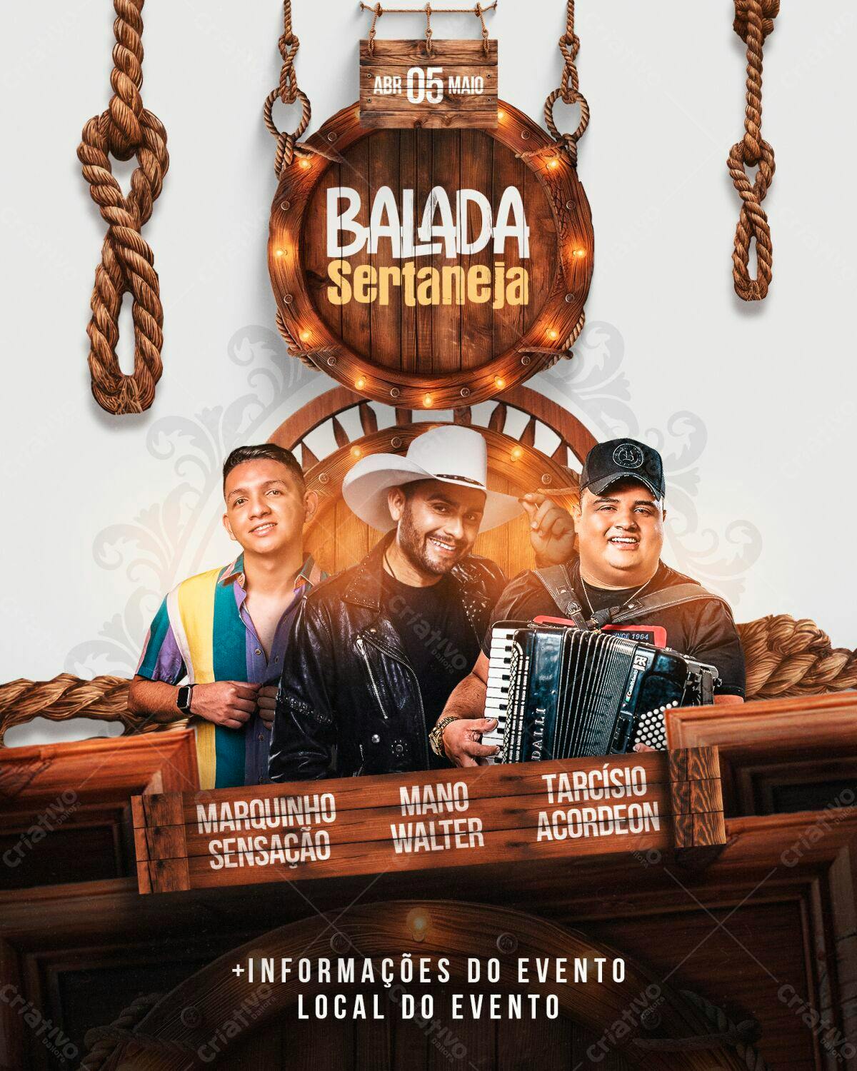Flyer Balada Sertaneja 05 de Abril PSD Editável