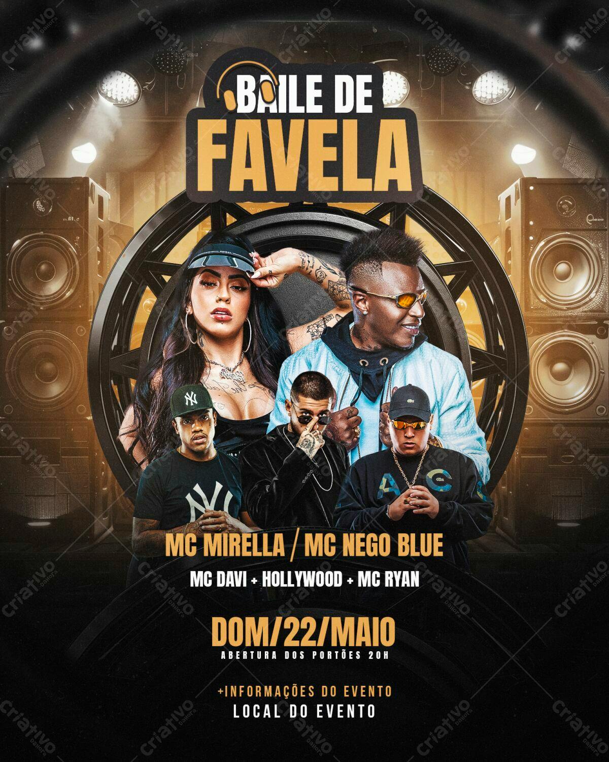 Flyer Baile de Favela PSD Editável
