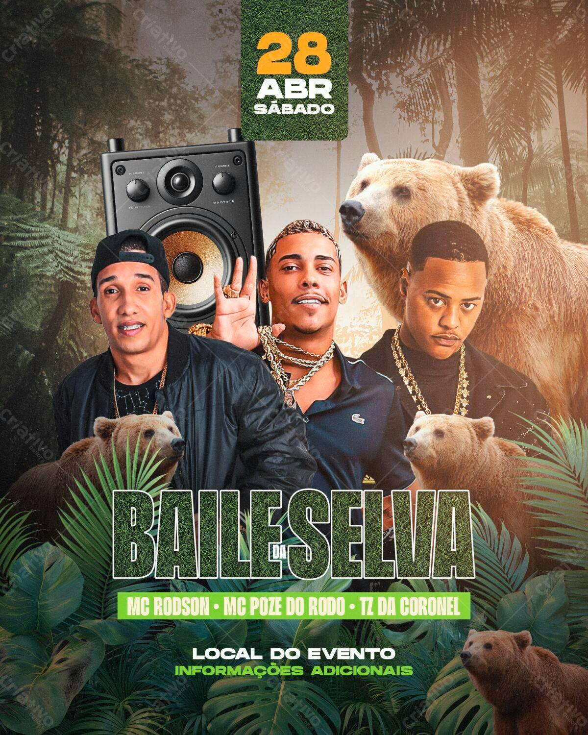 Flyer Baile da Selva PSD Editável