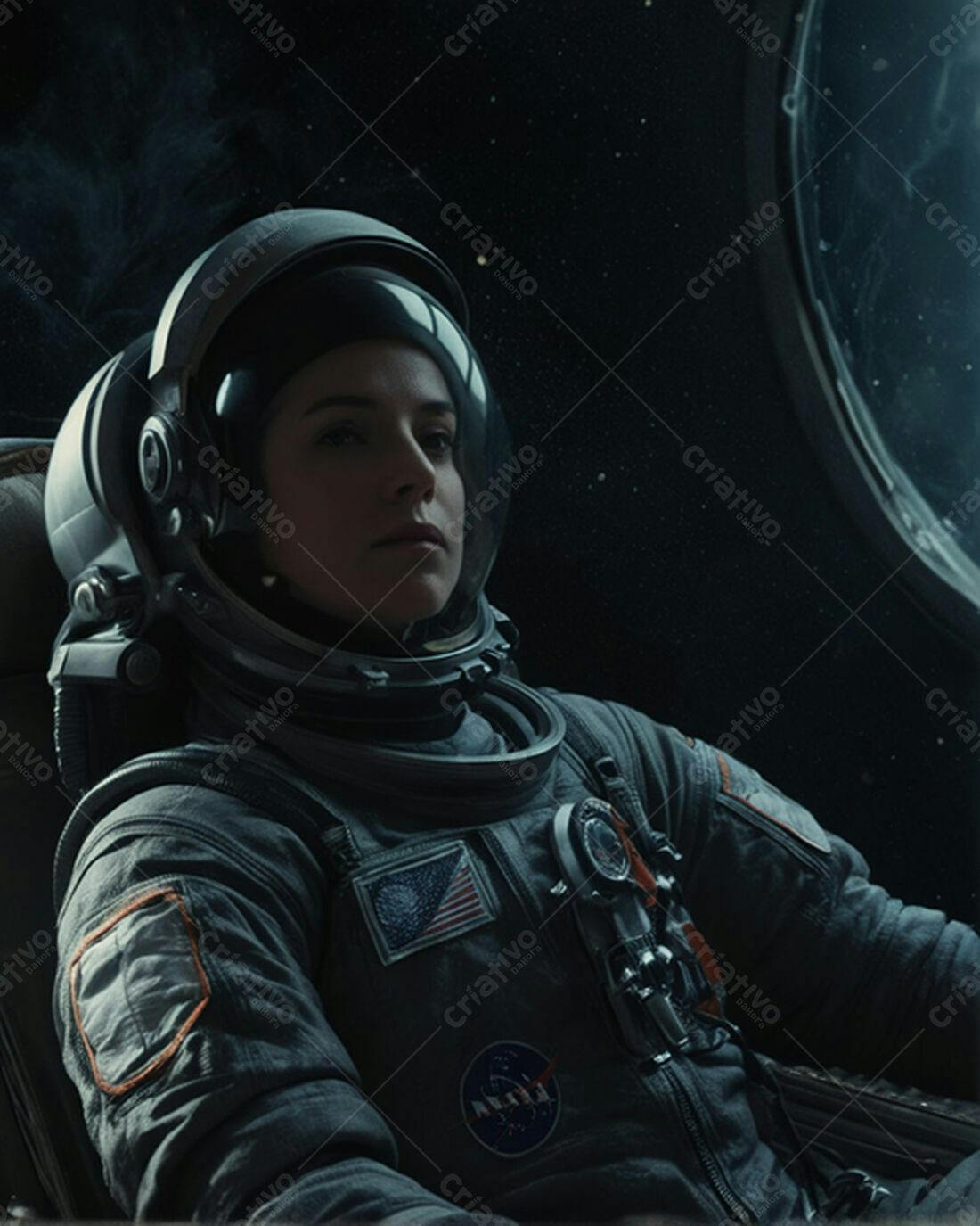 Astronauta mulher em traje espacial no espaço