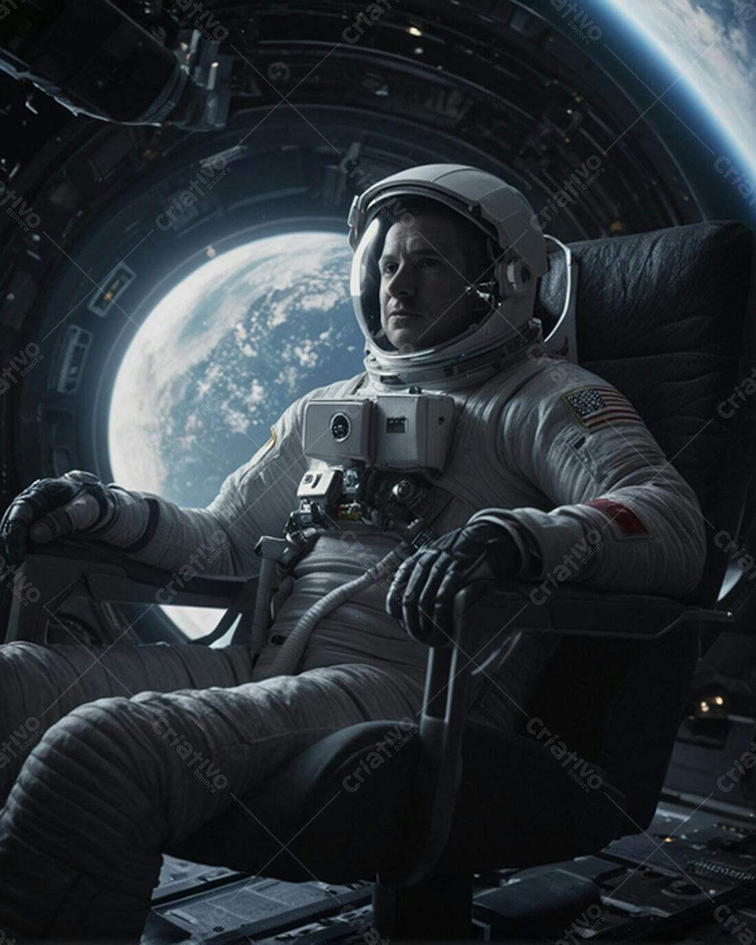 Astronauta contemplando a Terra no espaço