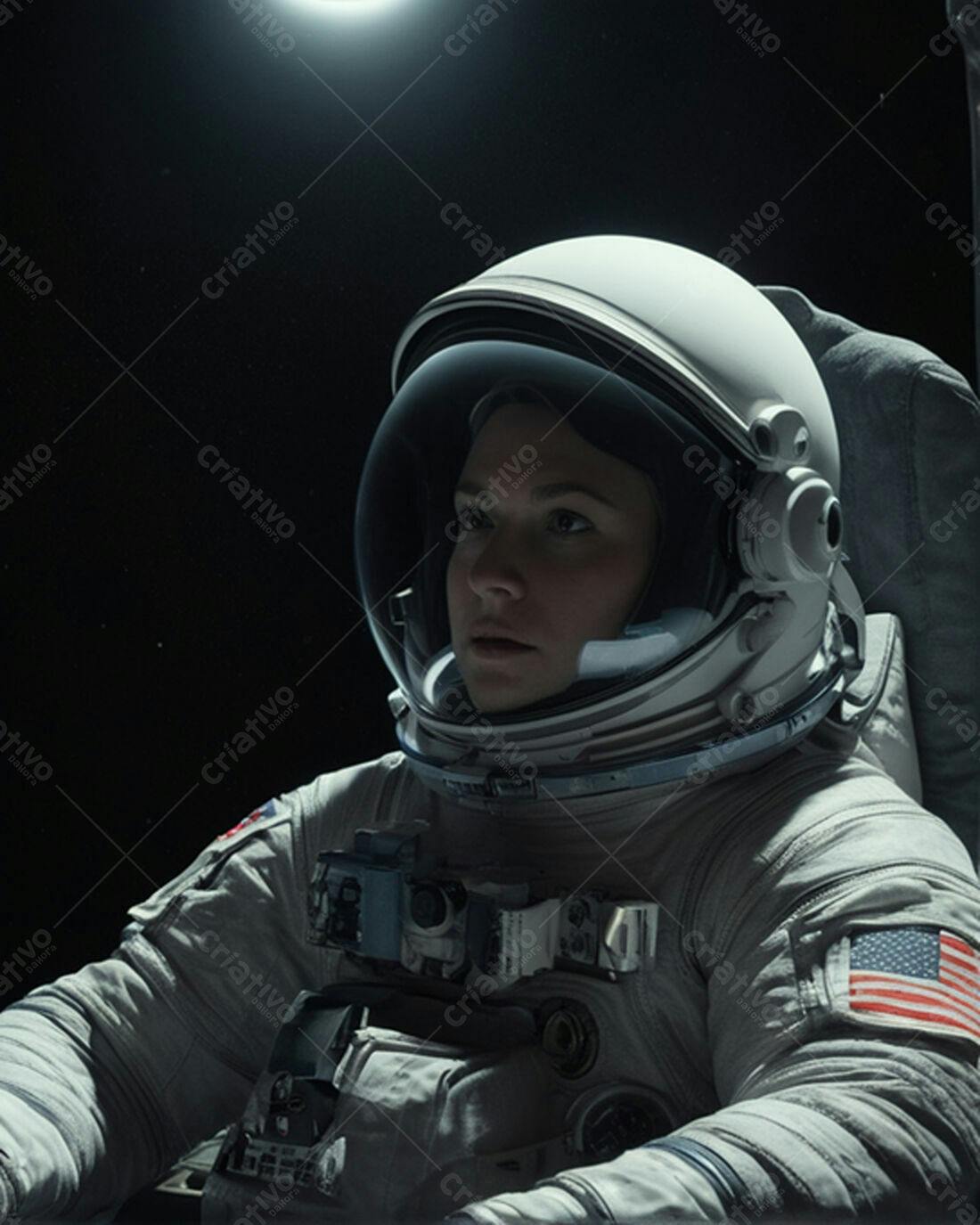 Astronauta mulher no espaço traje espacial