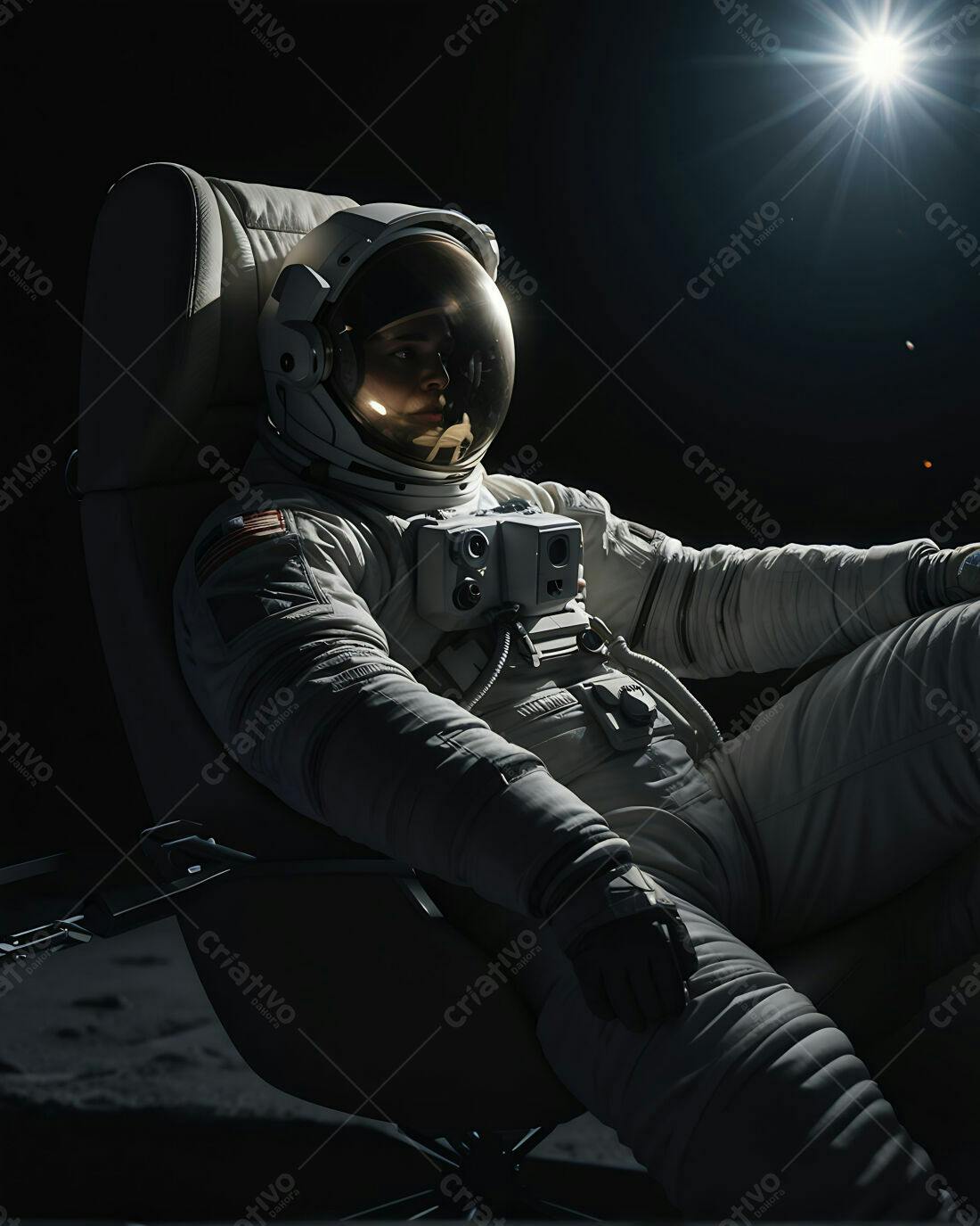 Astronauta em traje espacial na Lua