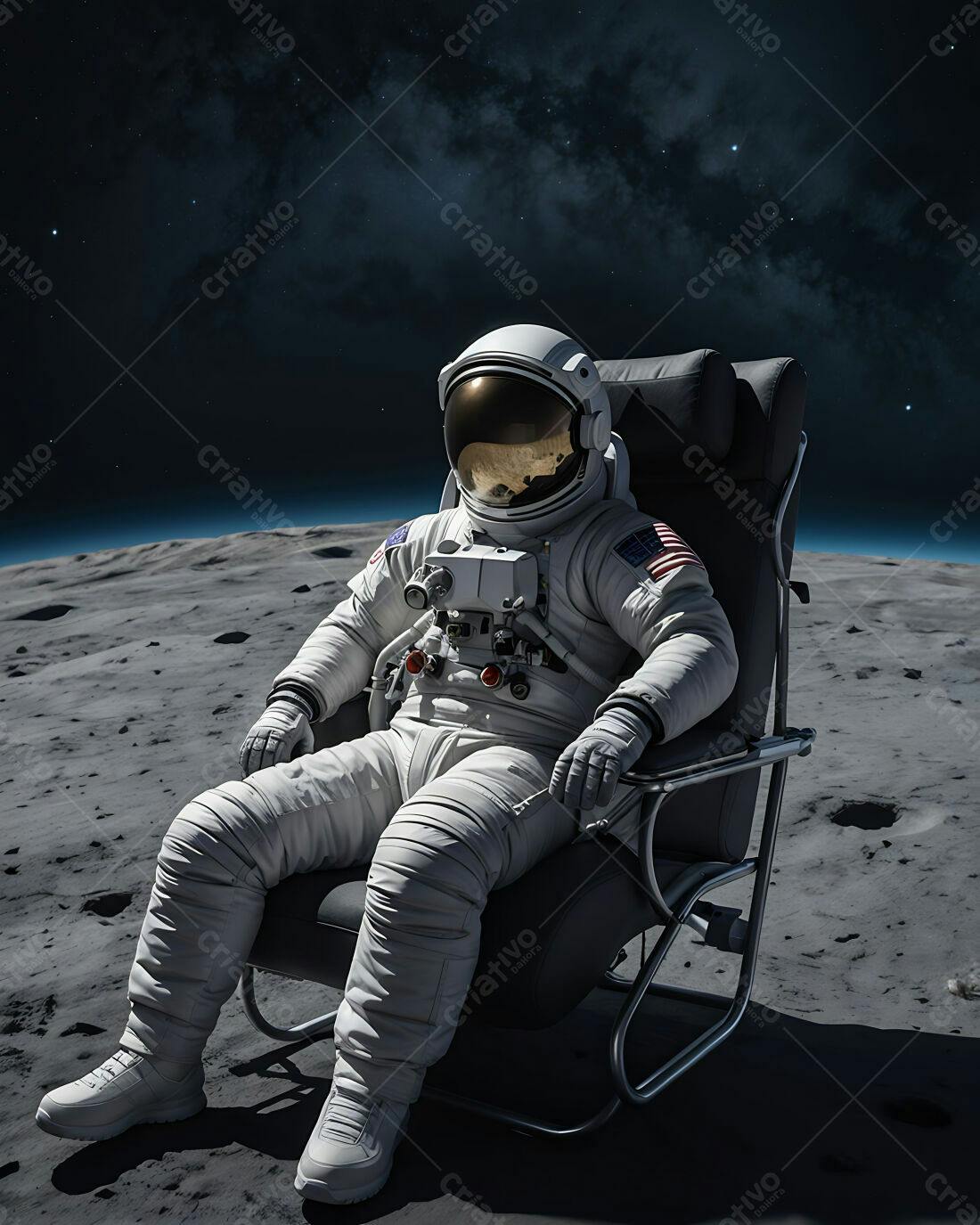 Astronauta descansando na Lua
