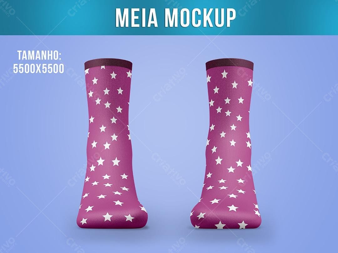Mockup de Meias Rosa com Estampa de Estrelas