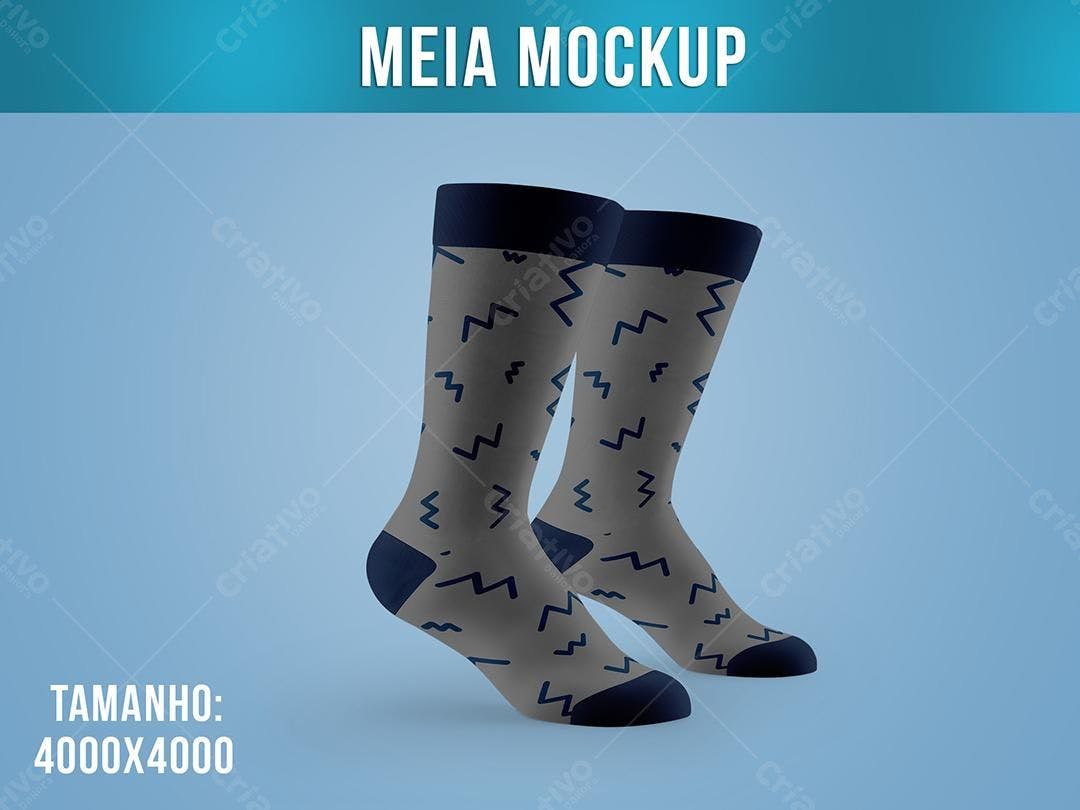 Mockup Meias Cinza e Azul: Design Moderno