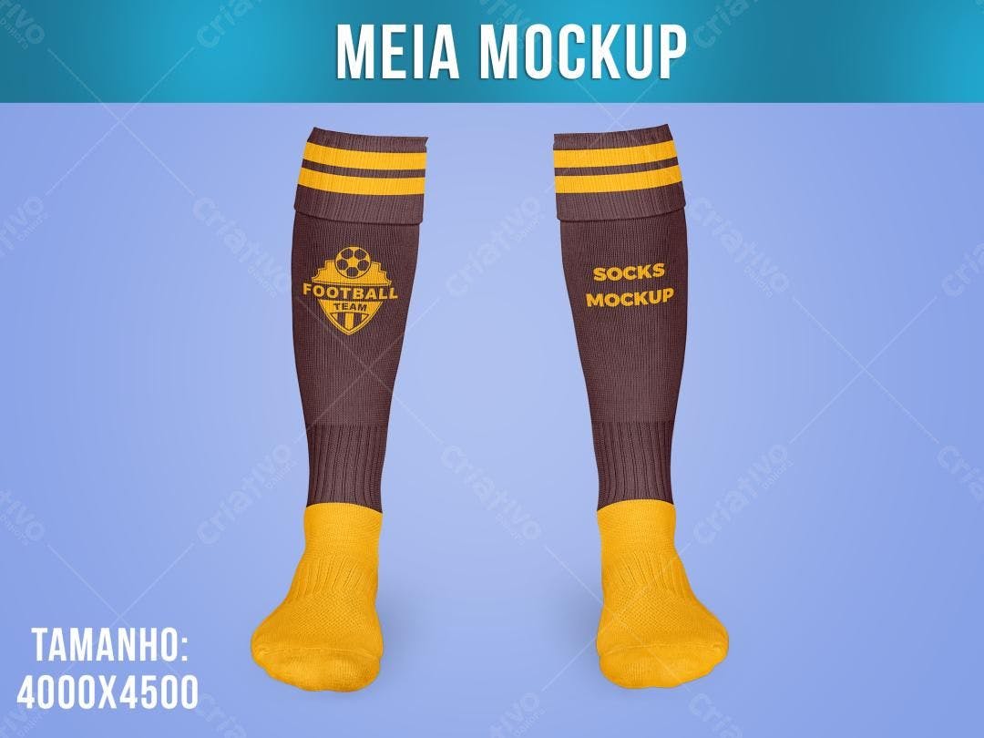 Mockup de Meias de Futebol Marrom e Amarelo