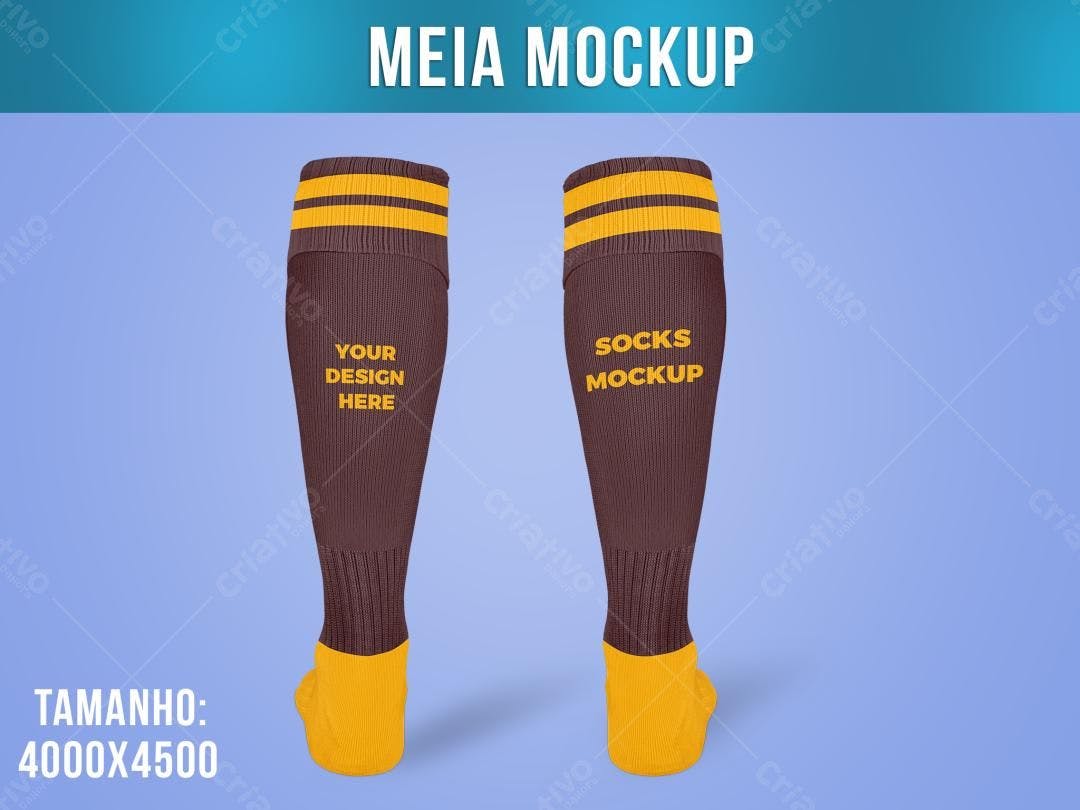 Mockup de Meias de Futebol Marrom e Amarelo