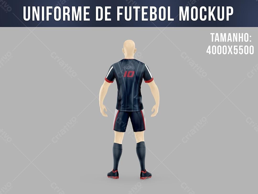 Mockup Uniforme Futebol Realista: Preto e Vermelho