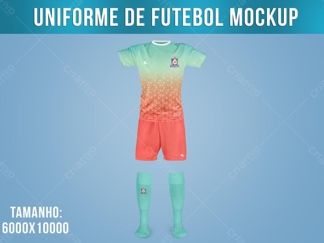 Mockup Uniforme de Futebol Moderno: Cores Coral e Verde-água