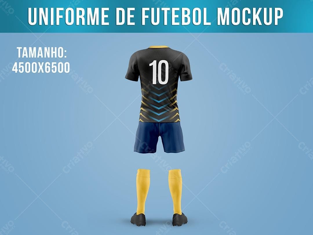Mockup Uniforme Futebol Preto e Azul: Design Moderno