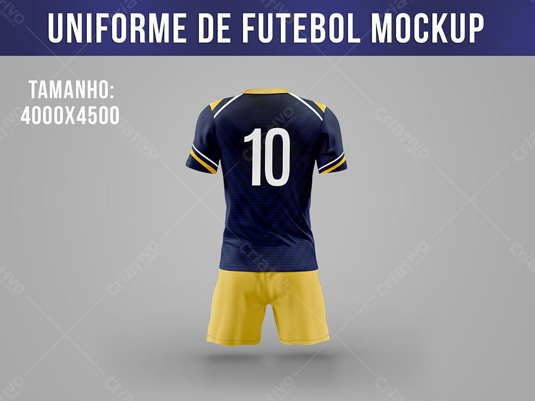 Mockup Uniforme Futebol: Azul Escuro e Amarelo