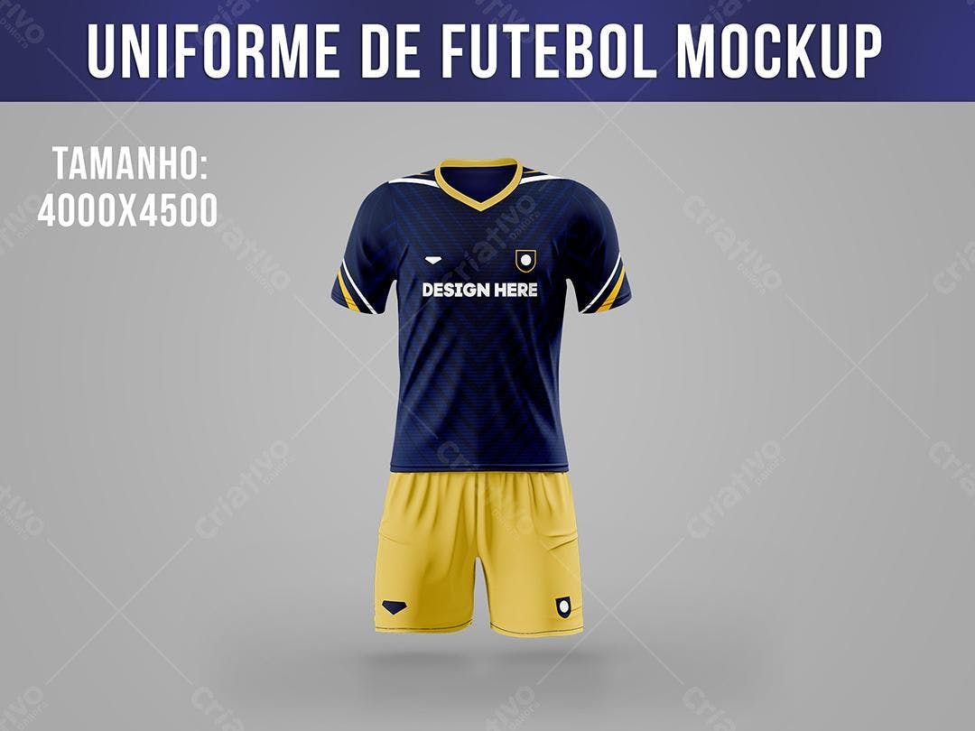 Mockup de Uniforme de Futebol Azul e Amarelo