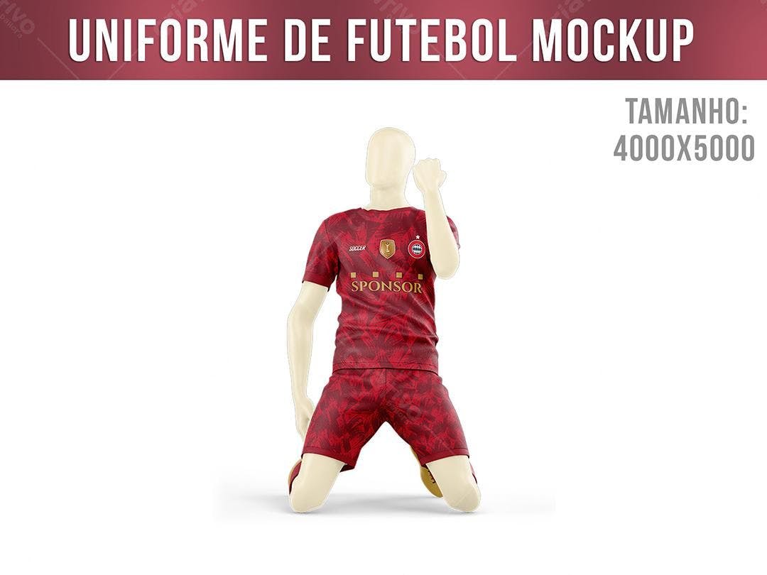 Mockup Uniforme Futebol Vermelho: Design Realista