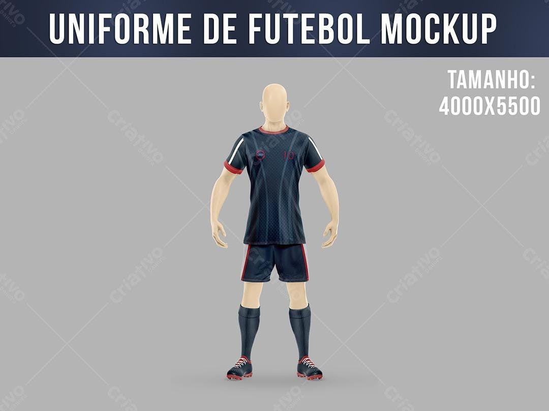 Mockup Uniforme Futebol Preto e Vermelho