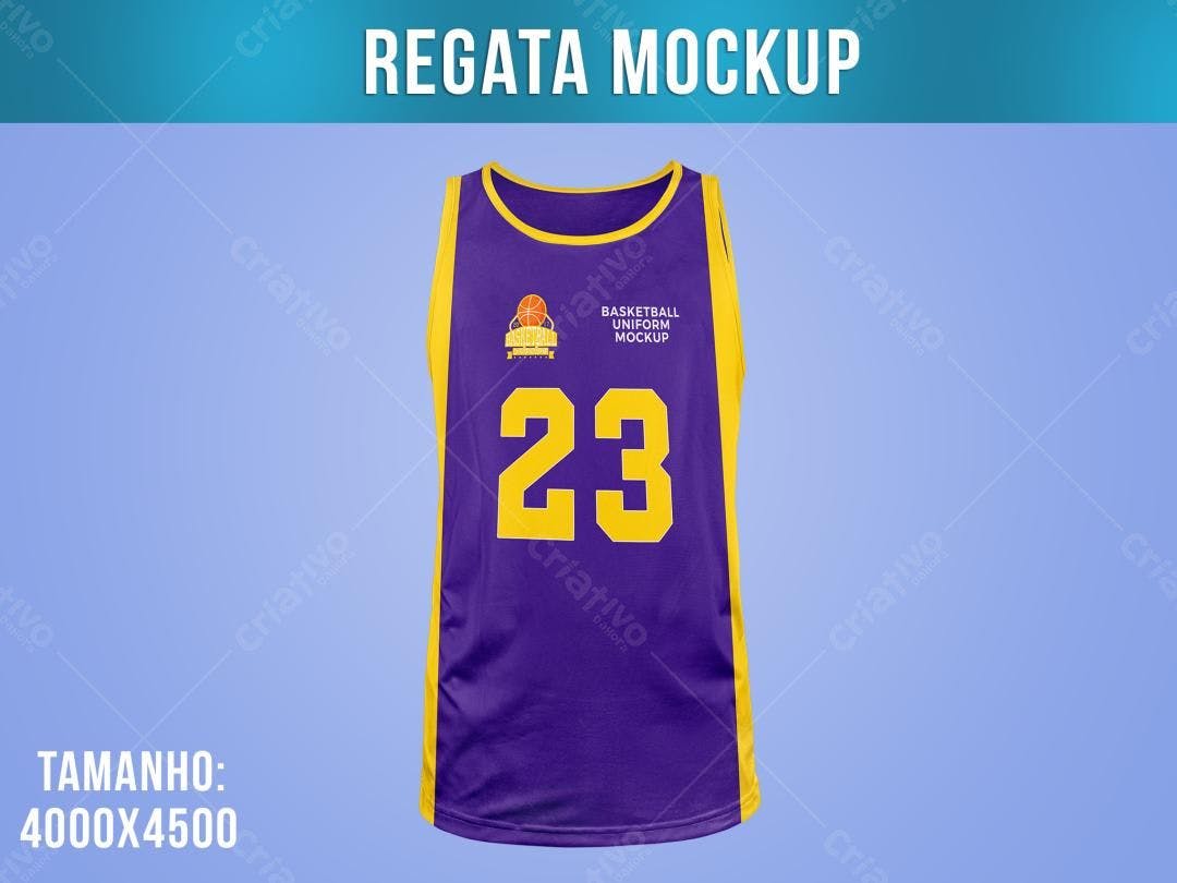 Mockup de Regata de Basquete Roxa e Amarela