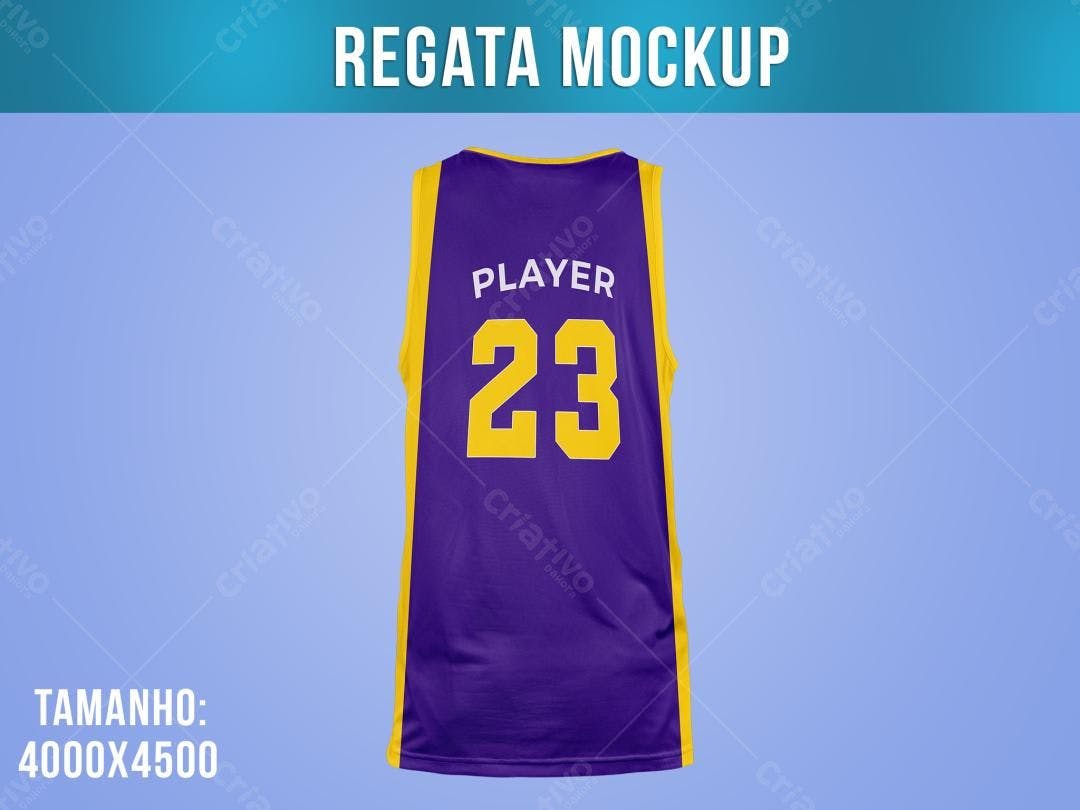 Mockup de Regata de Basquete Roxa e Amarela