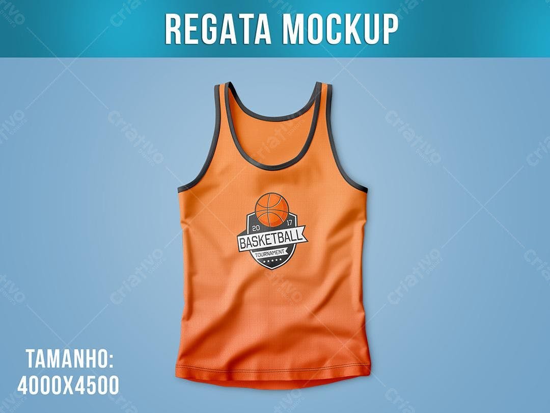 Mockup Regata Laranja para Basquete - Estilo Vintage