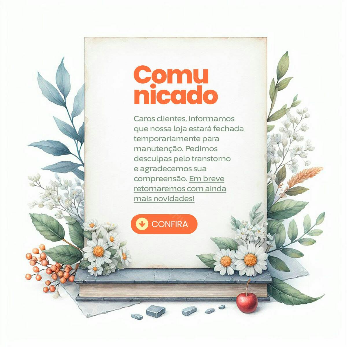 Comunicação Loja Fechada PSD Editável