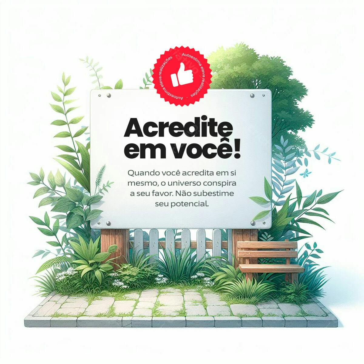 Placa Motivacional com Paisagem PSD Editável