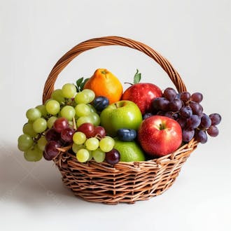 Cesta de frutas fruta fundo branco realista