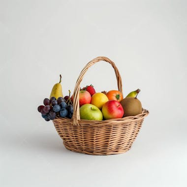 Cesta de frutas fruta fundo branco realista