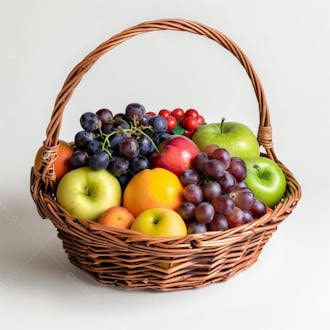 Cesta de frutas fruta fundo branco realista