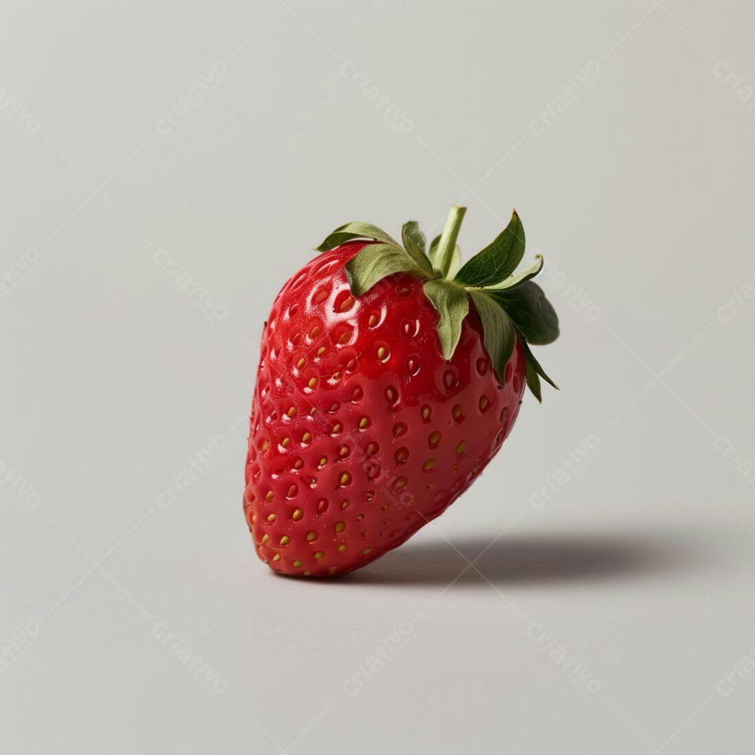 Morango vermelho suculento sobre fundo cinza