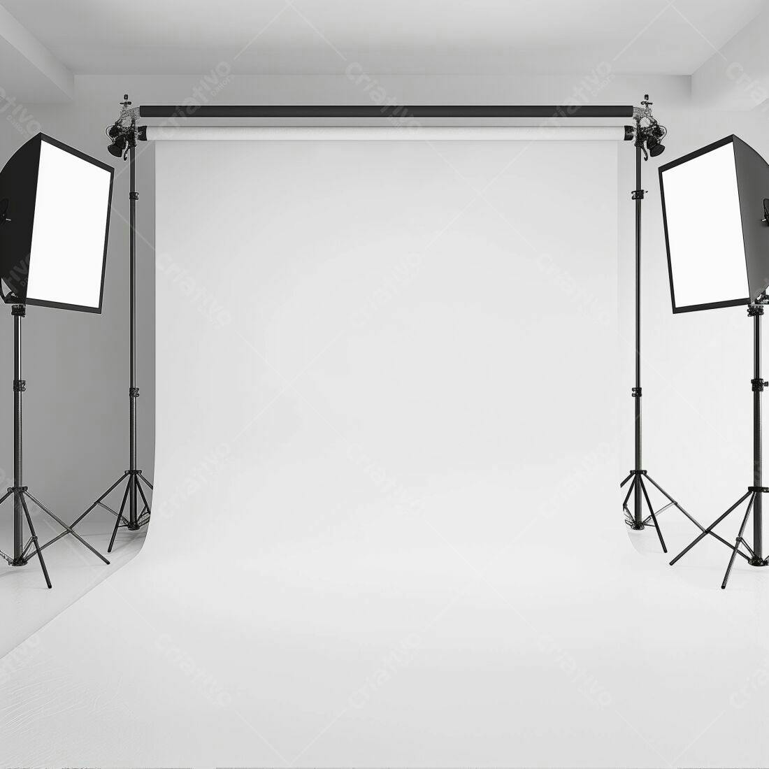 Estúdio fotográfico minimalista fundo branco