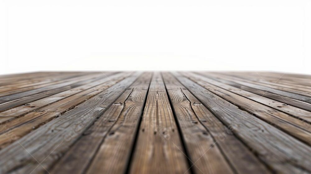 Plataforma De Madeira Rustica Fundo Branco Realista
