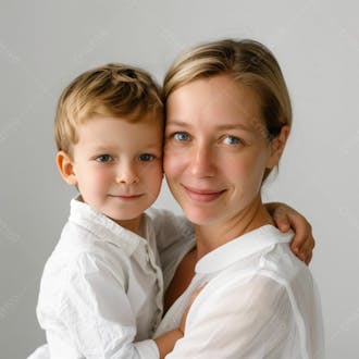 Mãe e filho feliz dia das mães fundo branco
